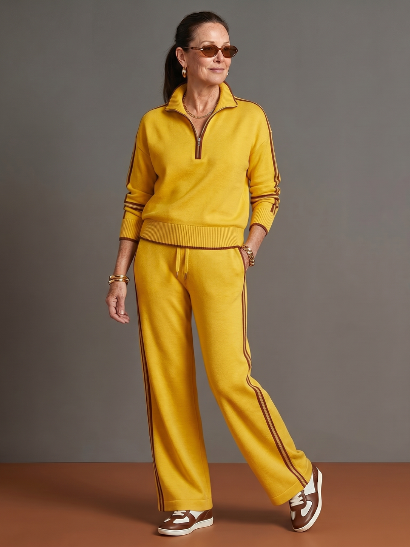 Regen - Zip Hals Lange Mouwen Zijkant Streep Broek Set