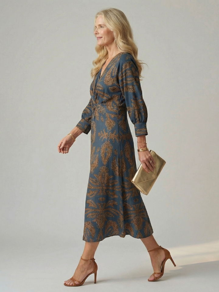 Lune - Natuurlijke Wrap Midi Jurk