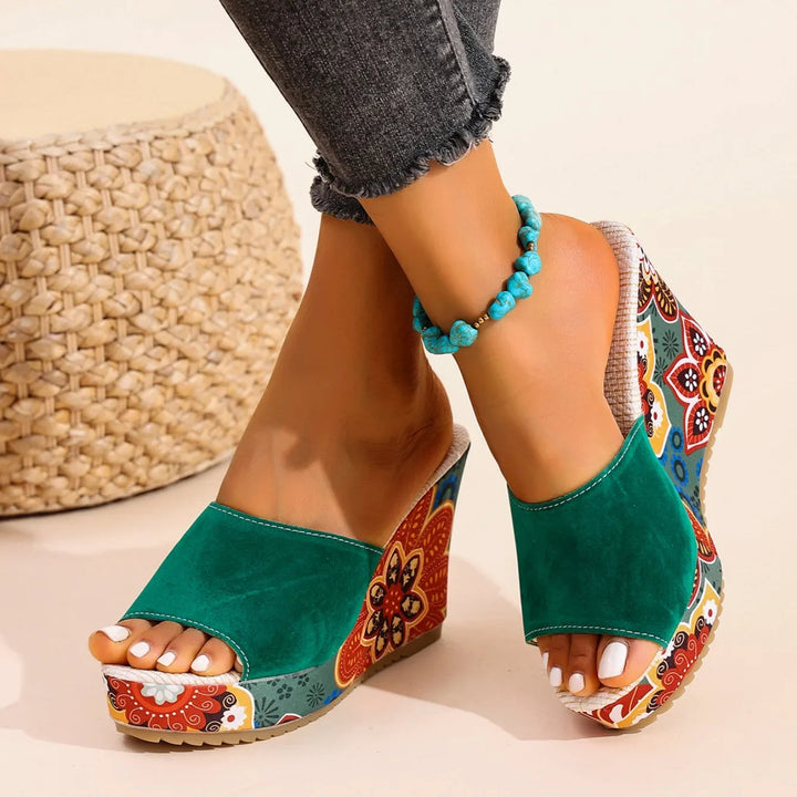 Mireya - Gevoerde Sandalen met Boheemse Print