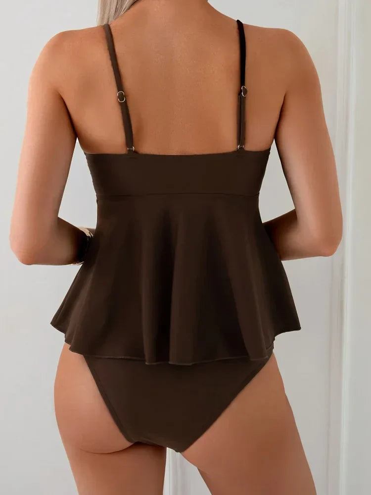 Coco - Peplum Tankini Set dat de Buik Bedekt