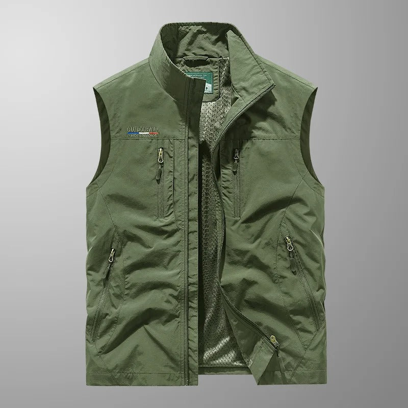 Caziel - Ademend utilitair gilet met meerdere zakken