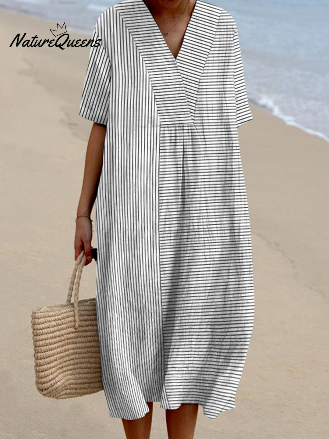Isa™ Vintage Gestreepte Jurk - Dress