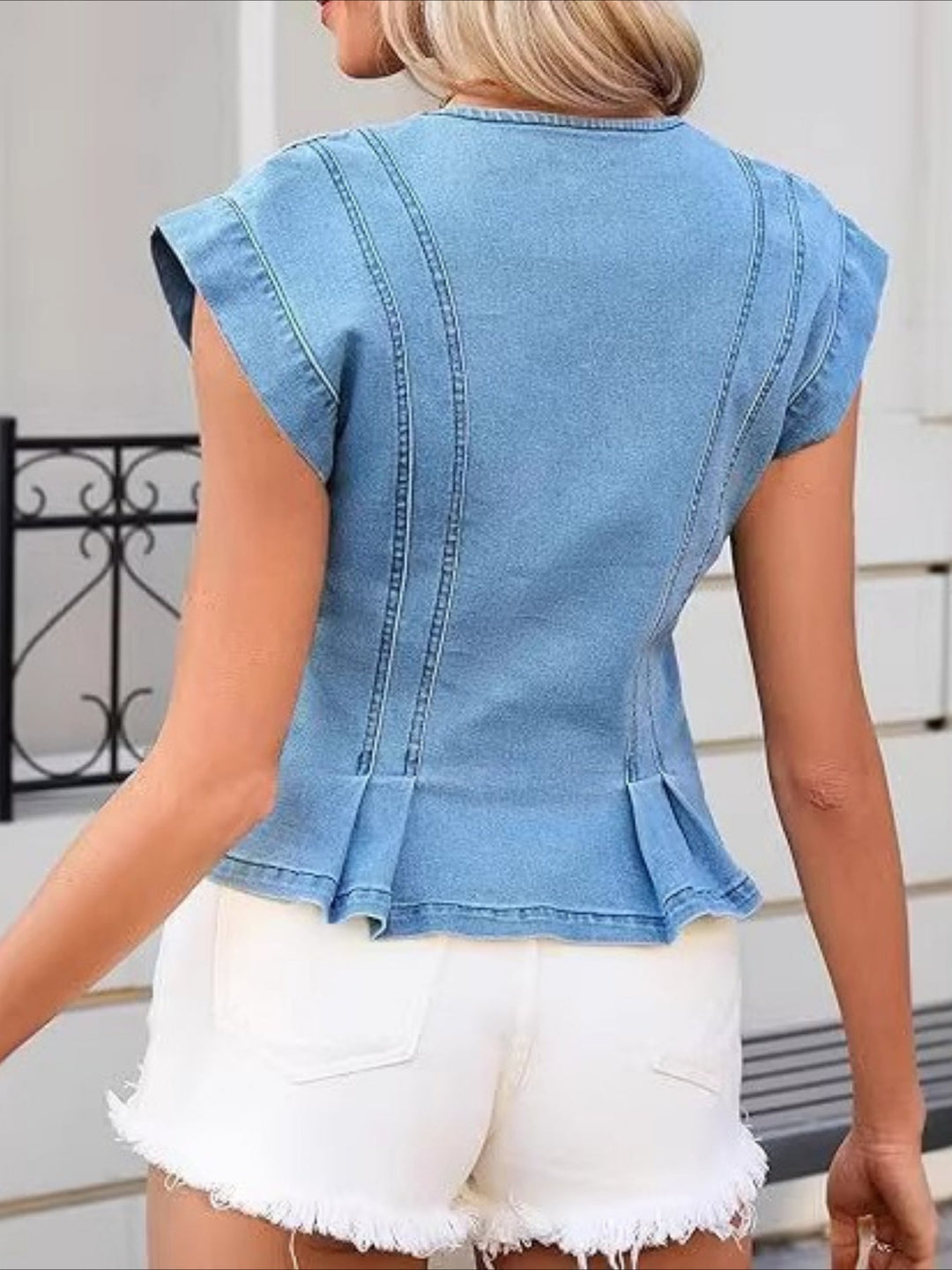 Viera - V Hals Denim Top