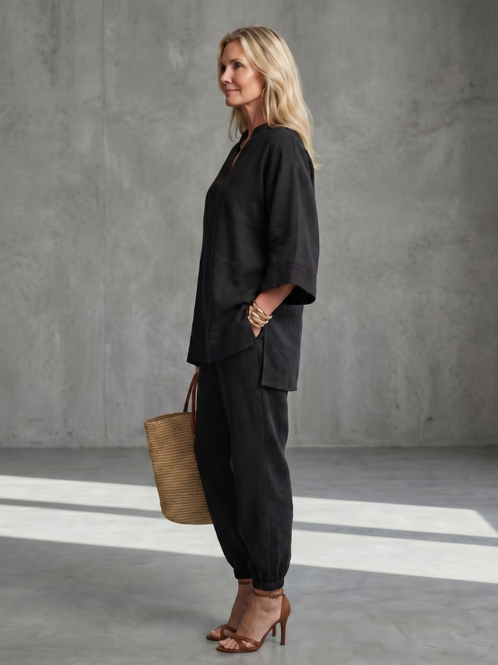 Georgiana - V-Hals Tuniek Met Gathered Broek Set