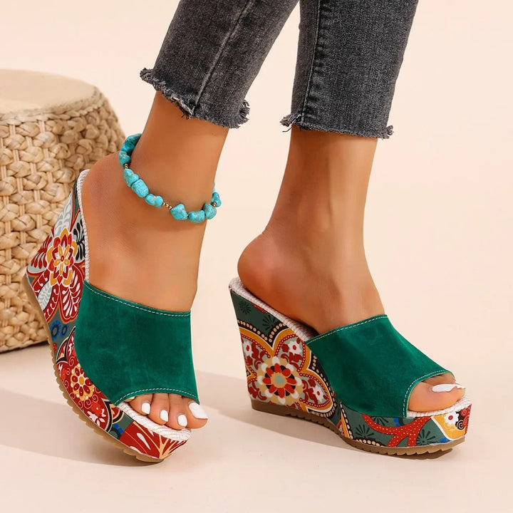 Mireya - Gevoerde Sandalen met Boheemse Print