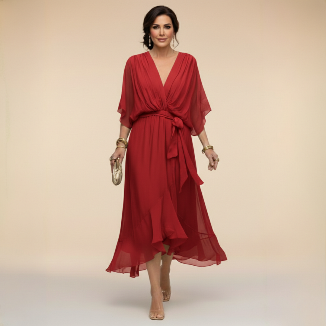 Ava - Chiffon jurk met V-hals