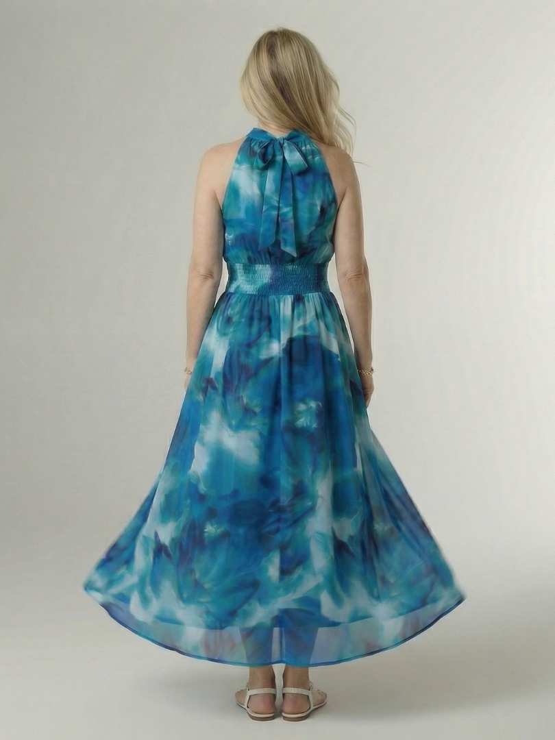 Sylin - Geplooide Halter Midi Jurk