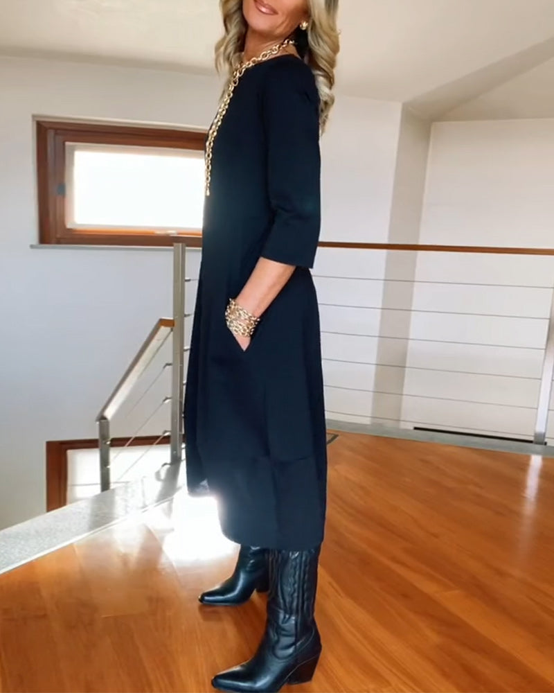 VALENTINA - Elegante Maxi Jurk die het Silhouet Verfijnt en Dagelijks Comfort Biedt