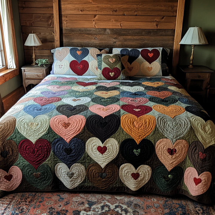 Amour Patchwork - 3-delige Handgemaakte Beddenset