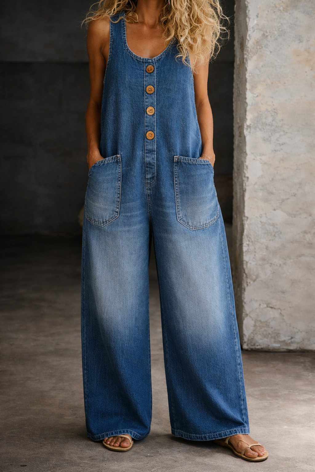 Saylor - Vintage Gewassen Katoenen Denim Overalls