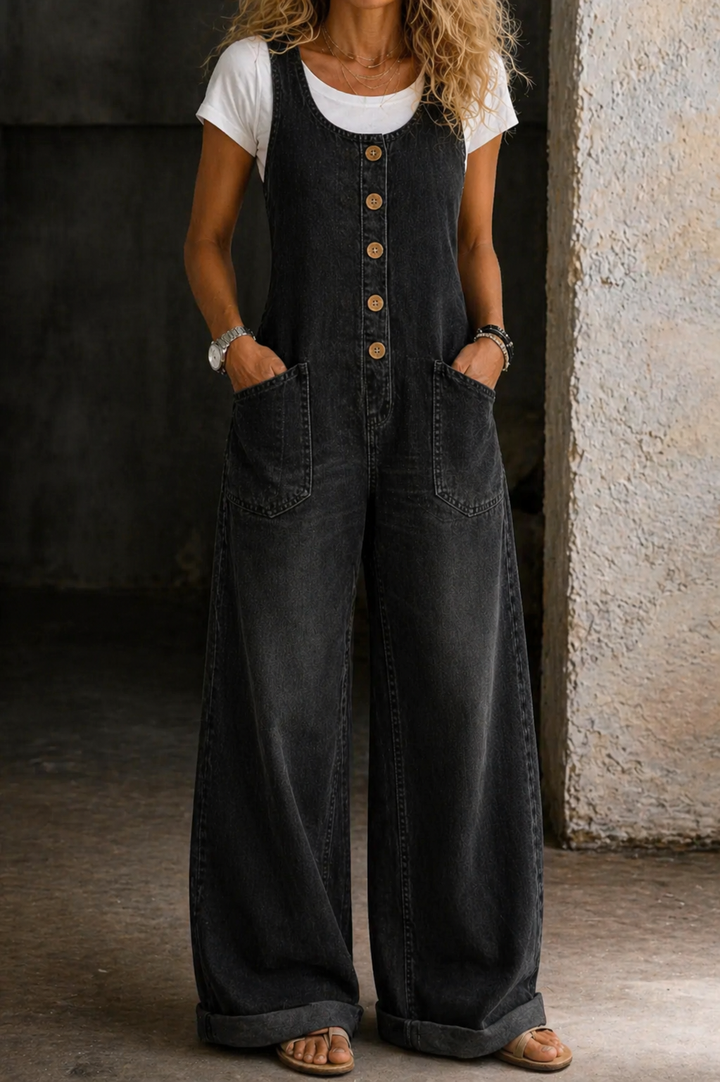 Bethany - Vintage Gewassen Katoenen Denim Overalls