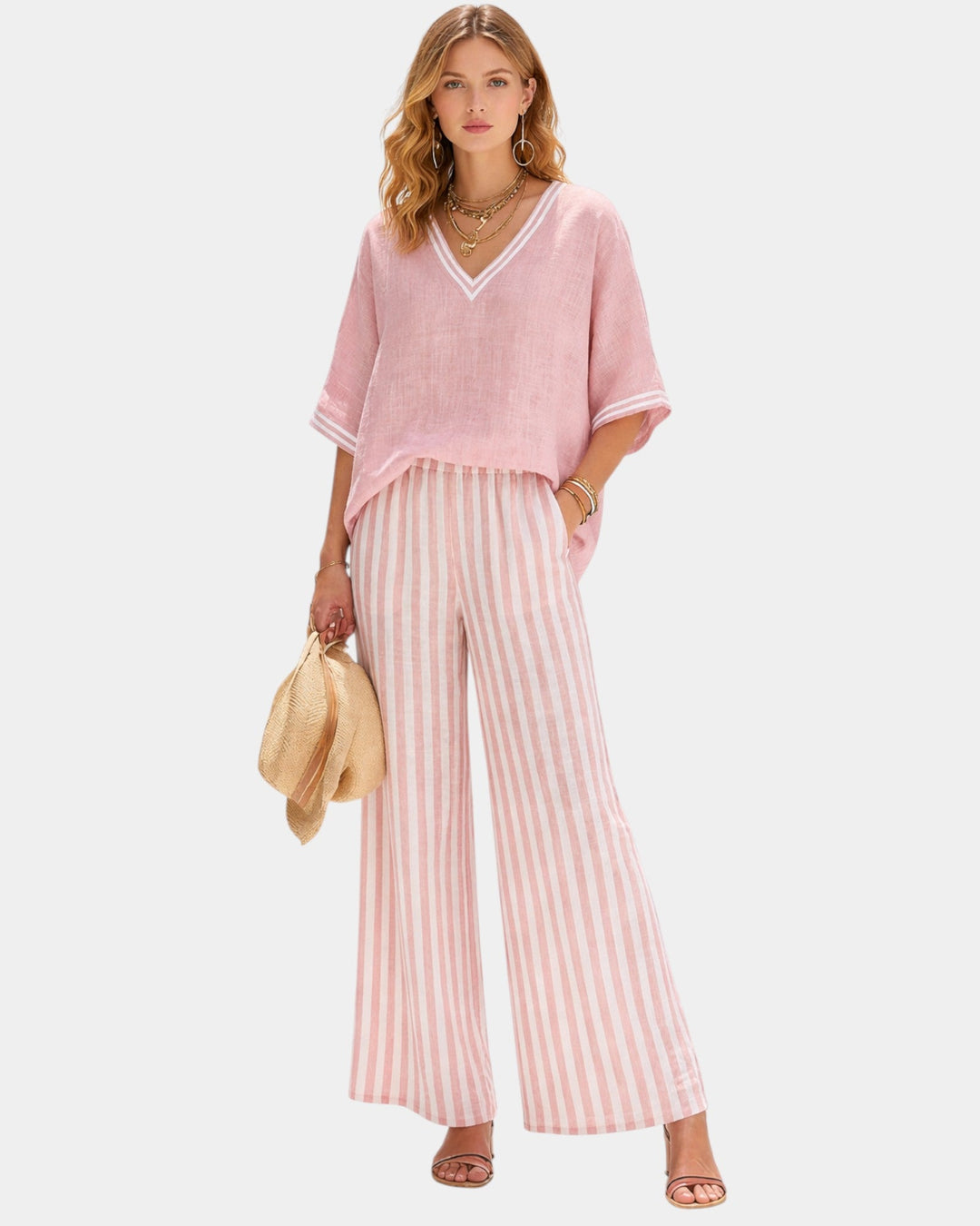 Tristane - Set van broek en blouse met strepen