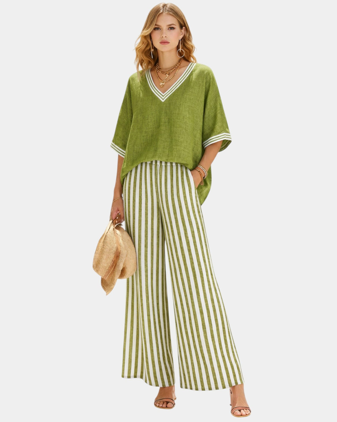 Tristane - Set van broek en blouse met strepen