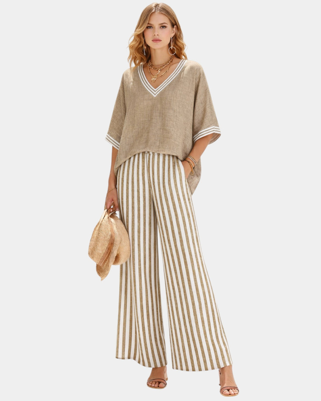 Tristane - Set van broek en blouse met strepen