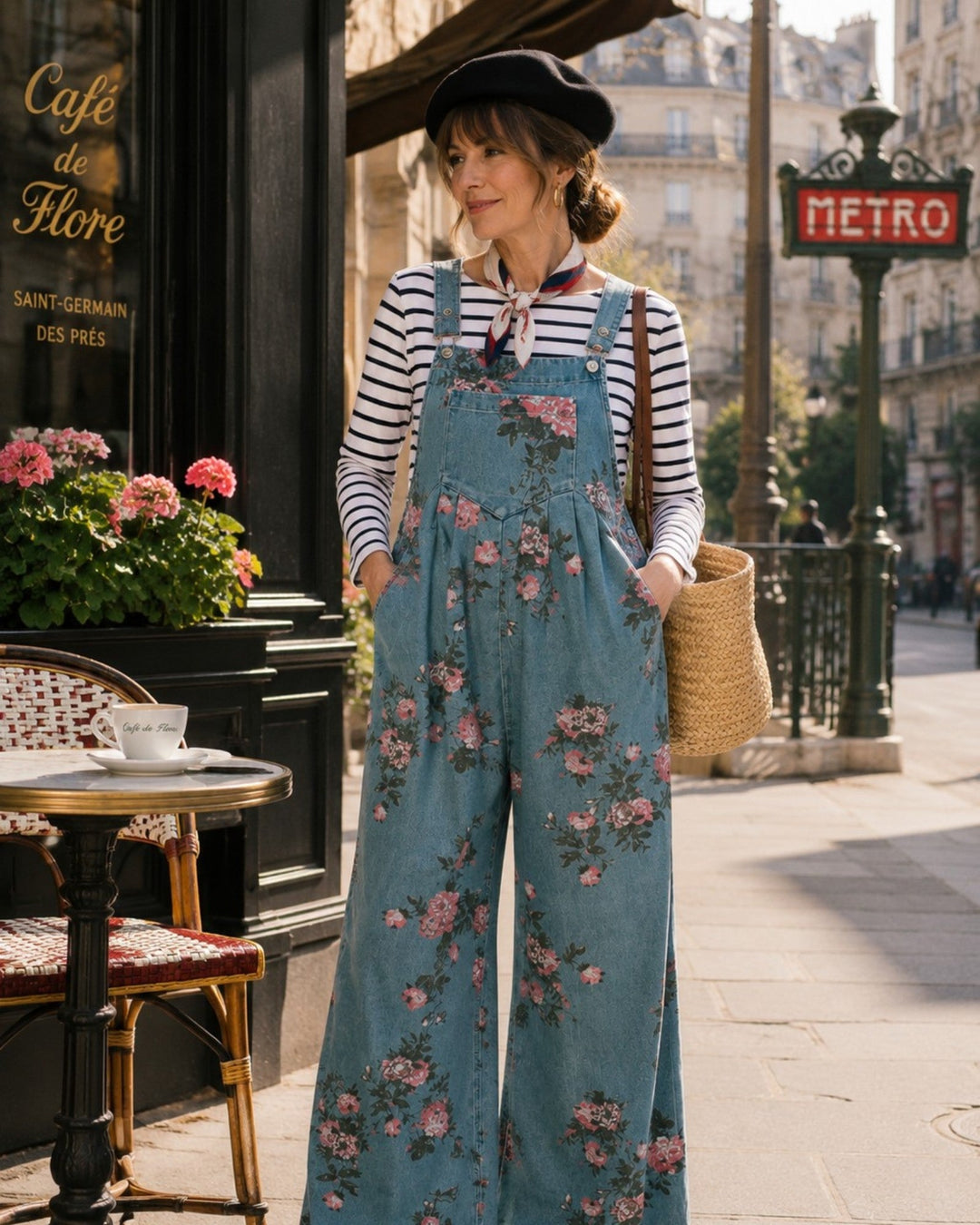Norelle - Bloemenprint denim overall