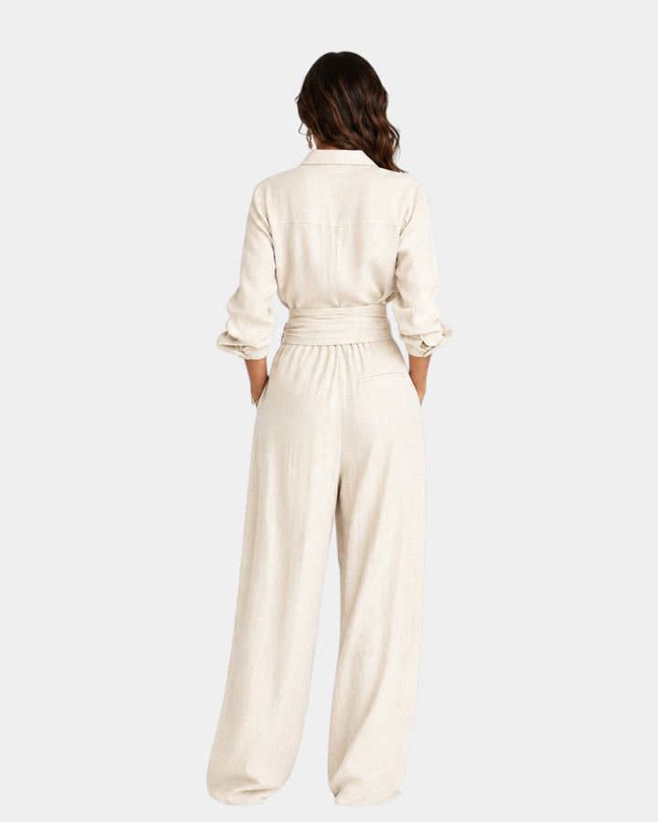 Cybèle - Elegante jumpsuit met lange mouwen en riem