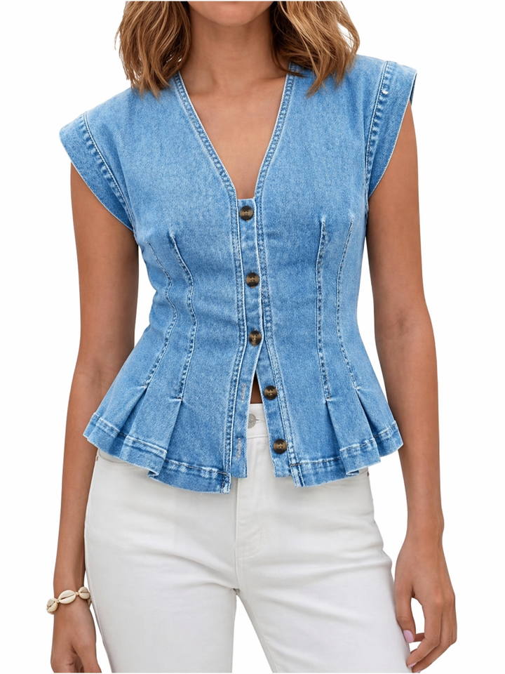Viera - V Hals Denim Top