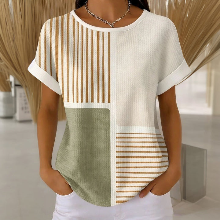 Élina - Gestreept T-shirt met kleurblokken