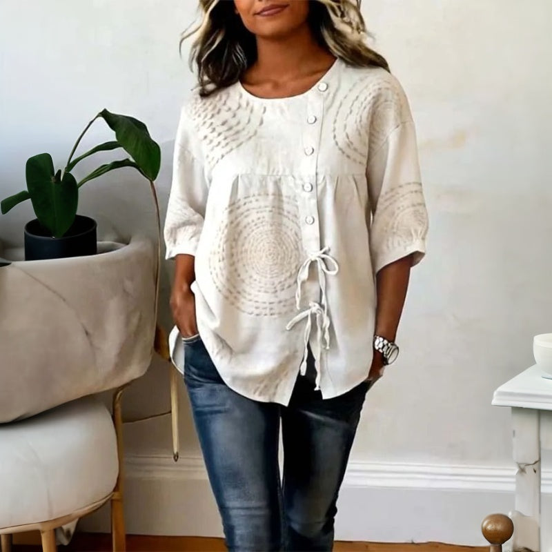 Élodie - Casual vintage blouse met print
