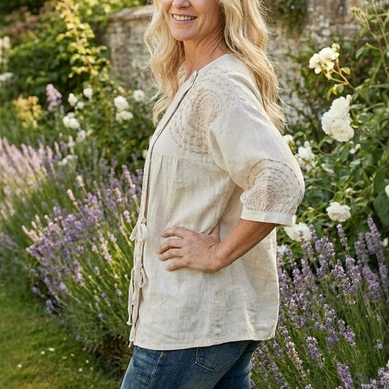 Élodie - Casual vintage blouse met print