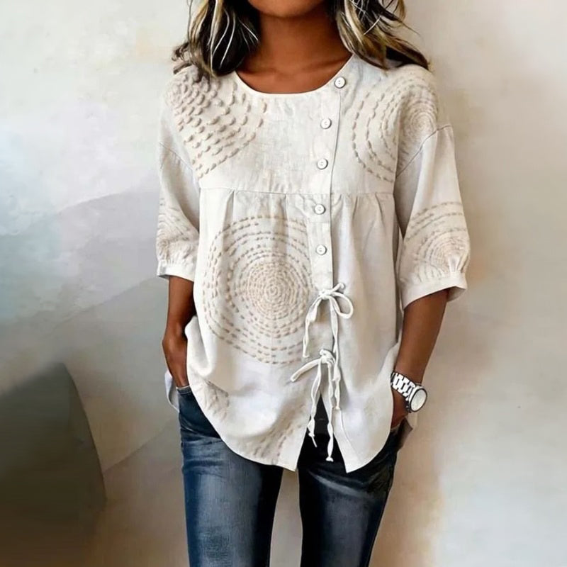 Élodie - Casual vintage blouse met print