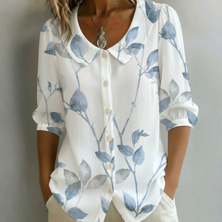 Léa - Casual blouse met bladerenpatroon