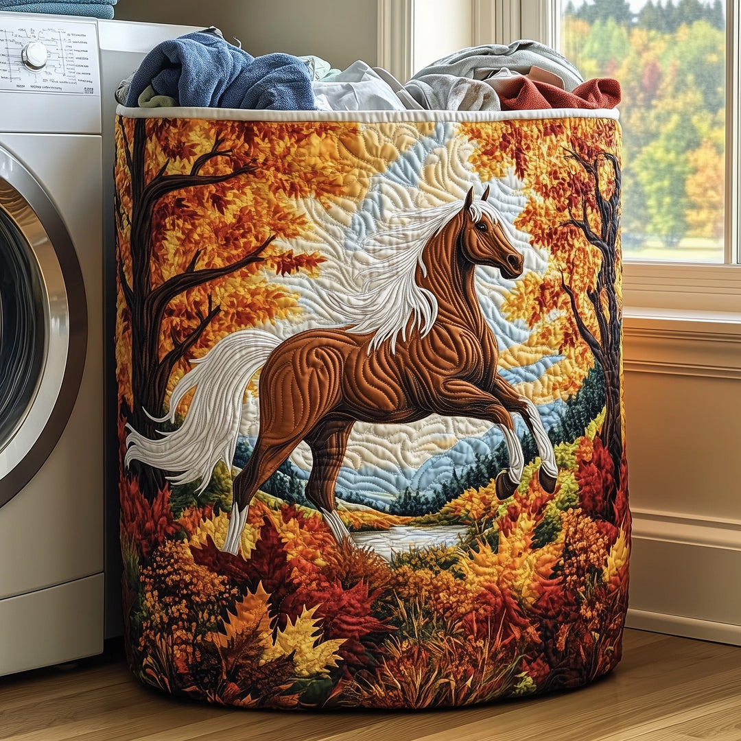 Gevoerde Wasmand Paard in Galop van de Herfst