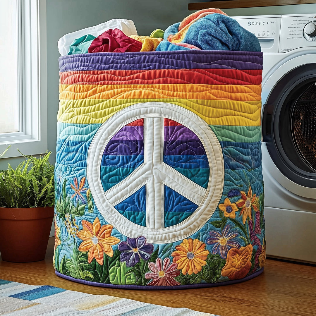 Gewatteerde Wasmand met Vredessymbool Hippie