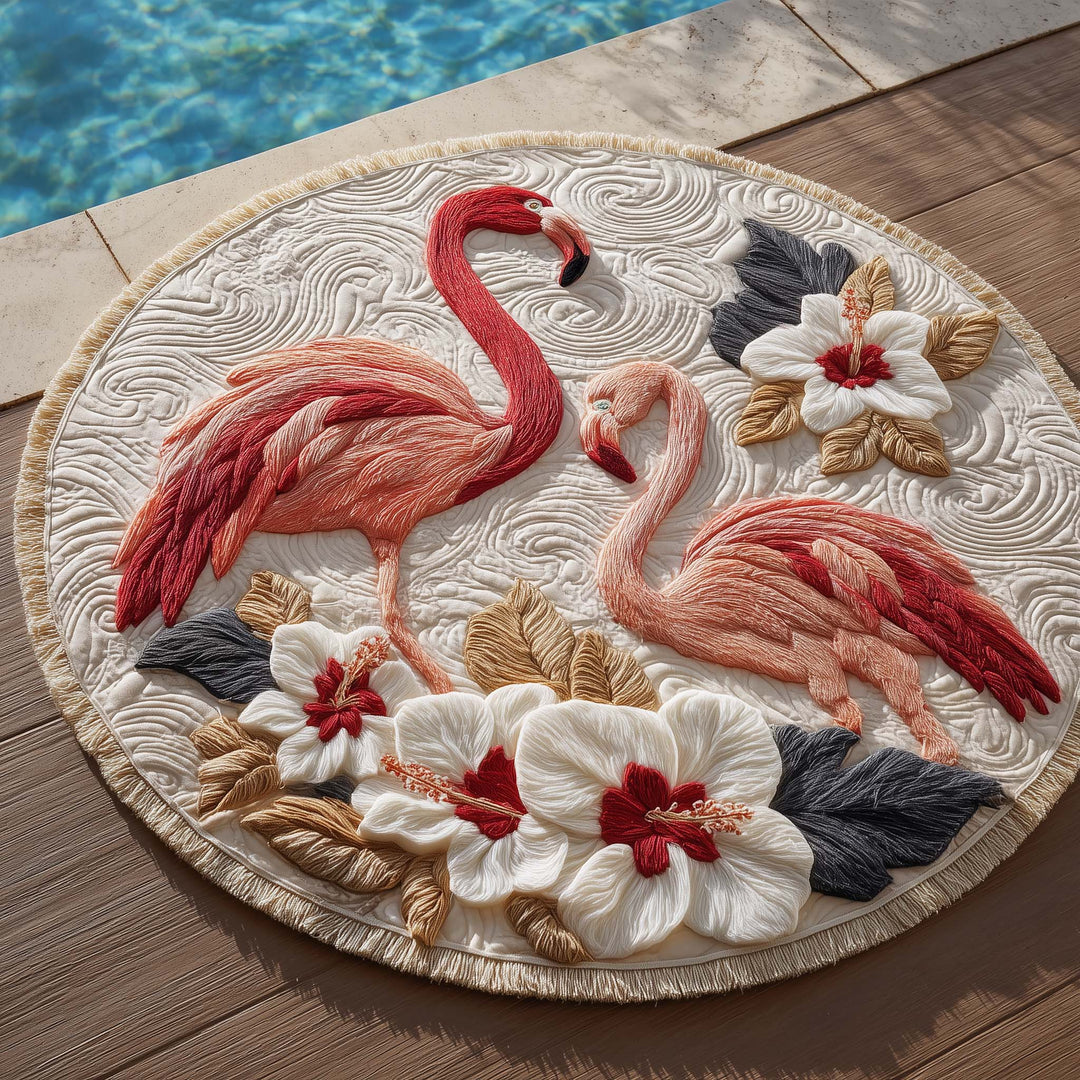 Elegante Ronde Strandhanddoek Flamingo