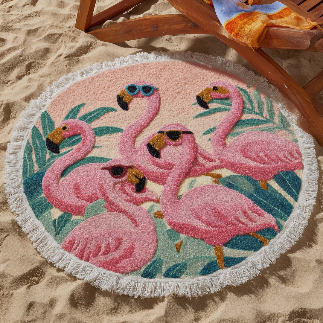 Coole Flamingo Squad Ronde Strandhanddoek