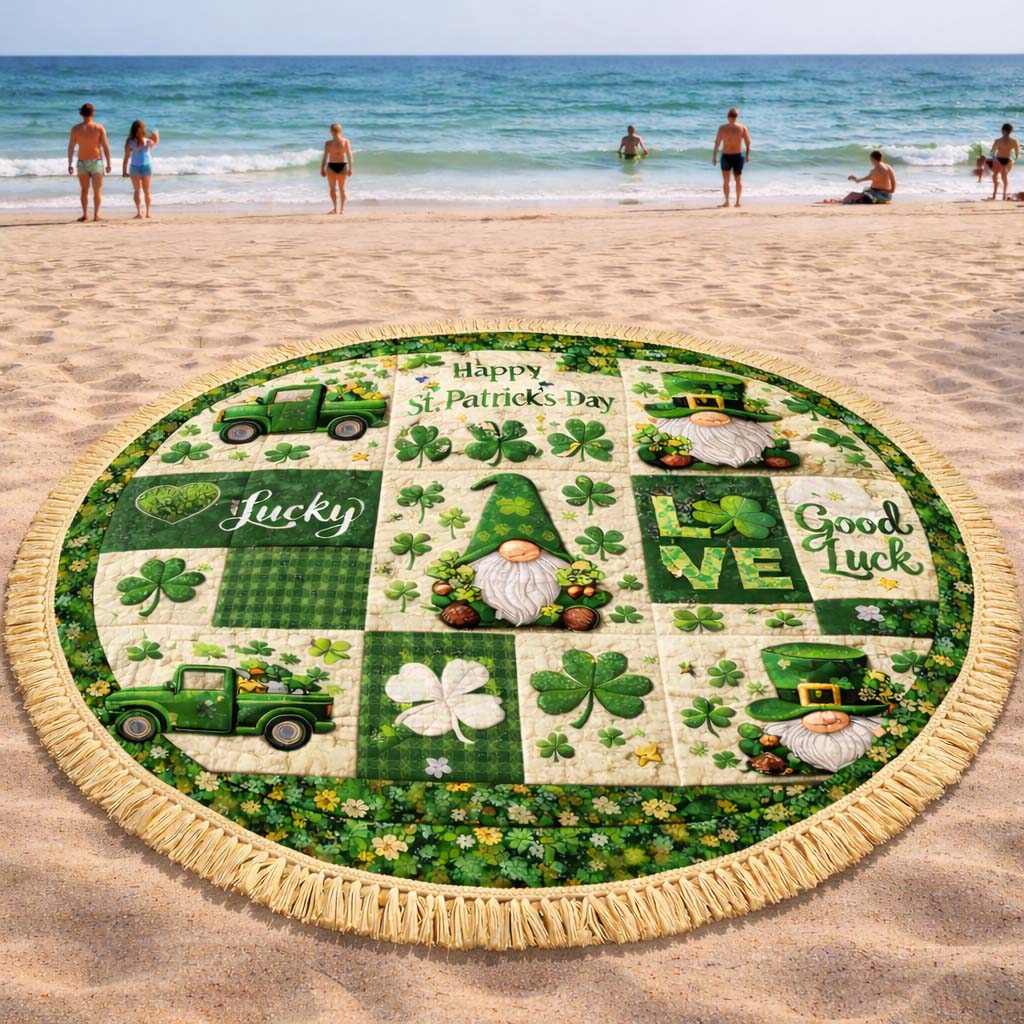 Gelukkige Gnoom Ronde Strandhanddoek