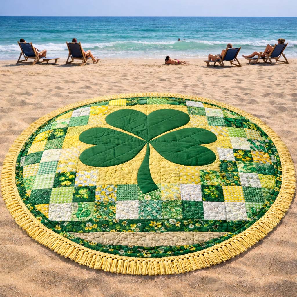 Gelukkige Klaver Ronde Strandhanddoek