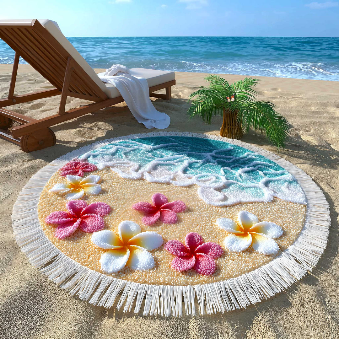 Ronde Plumeria Strandhanddoek