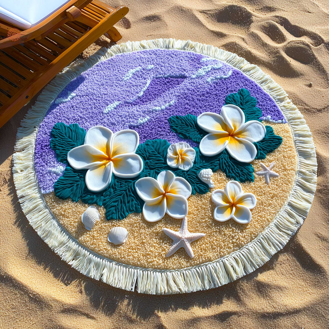 Ronde Plumeria Strandhanddoek