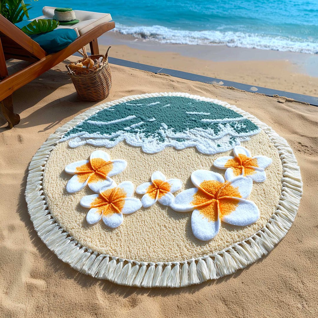 Ronde Plumeria Strandhanddoek