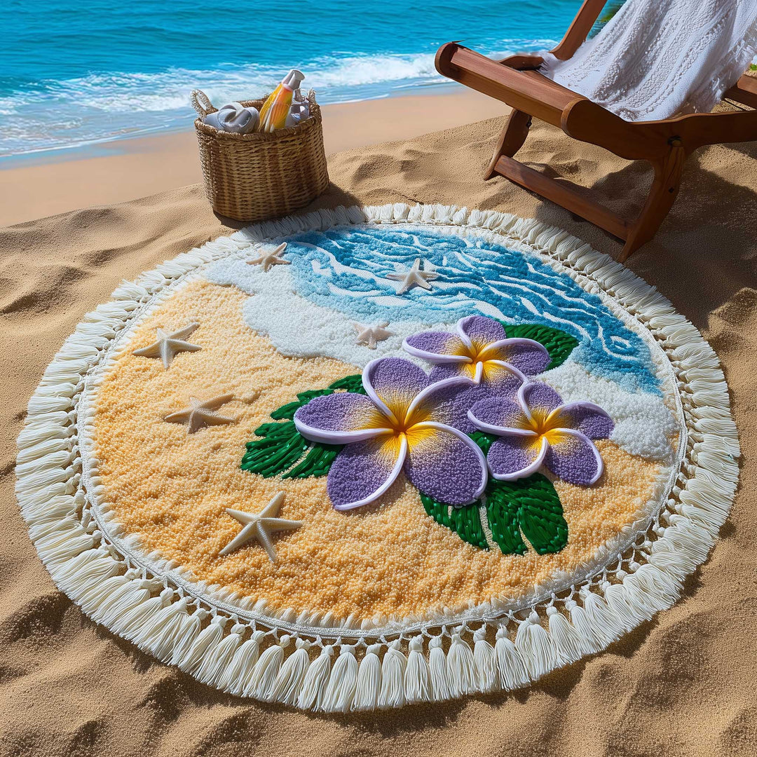 Ronde Plumeria Strandhanddoek
