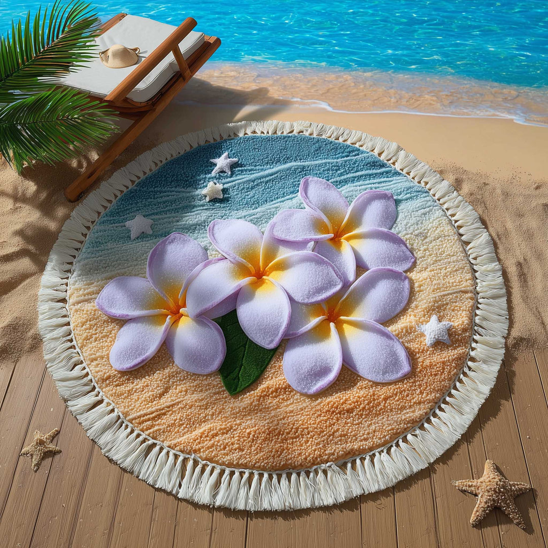 Ronde Plumeria Strandhanddoek