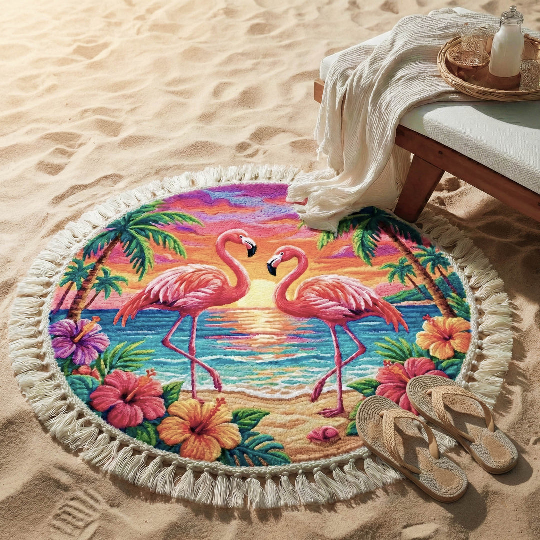 Ronde Strandhanddoek Flamingo