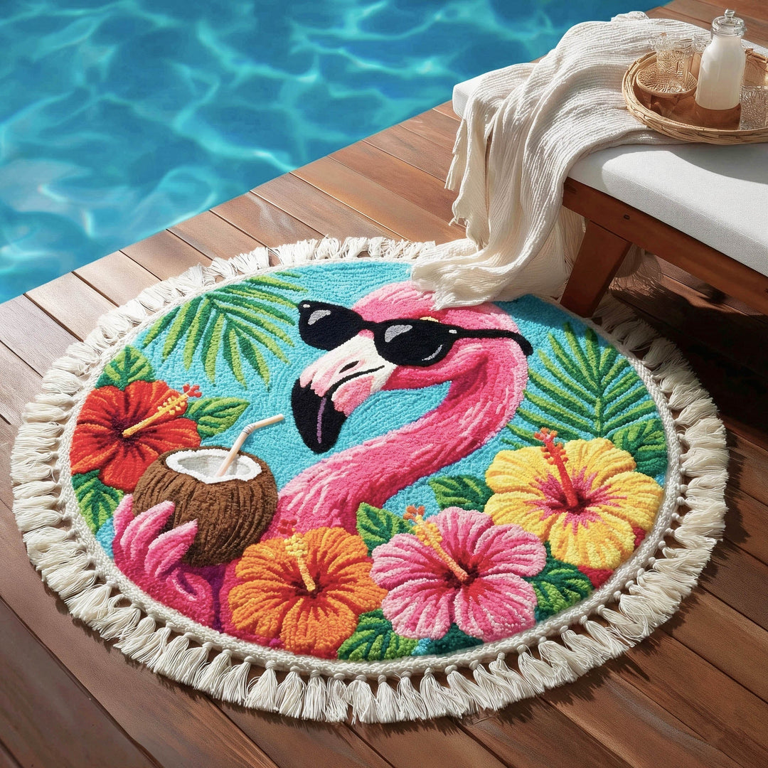 Ronde Flamingo Strandhanddoek