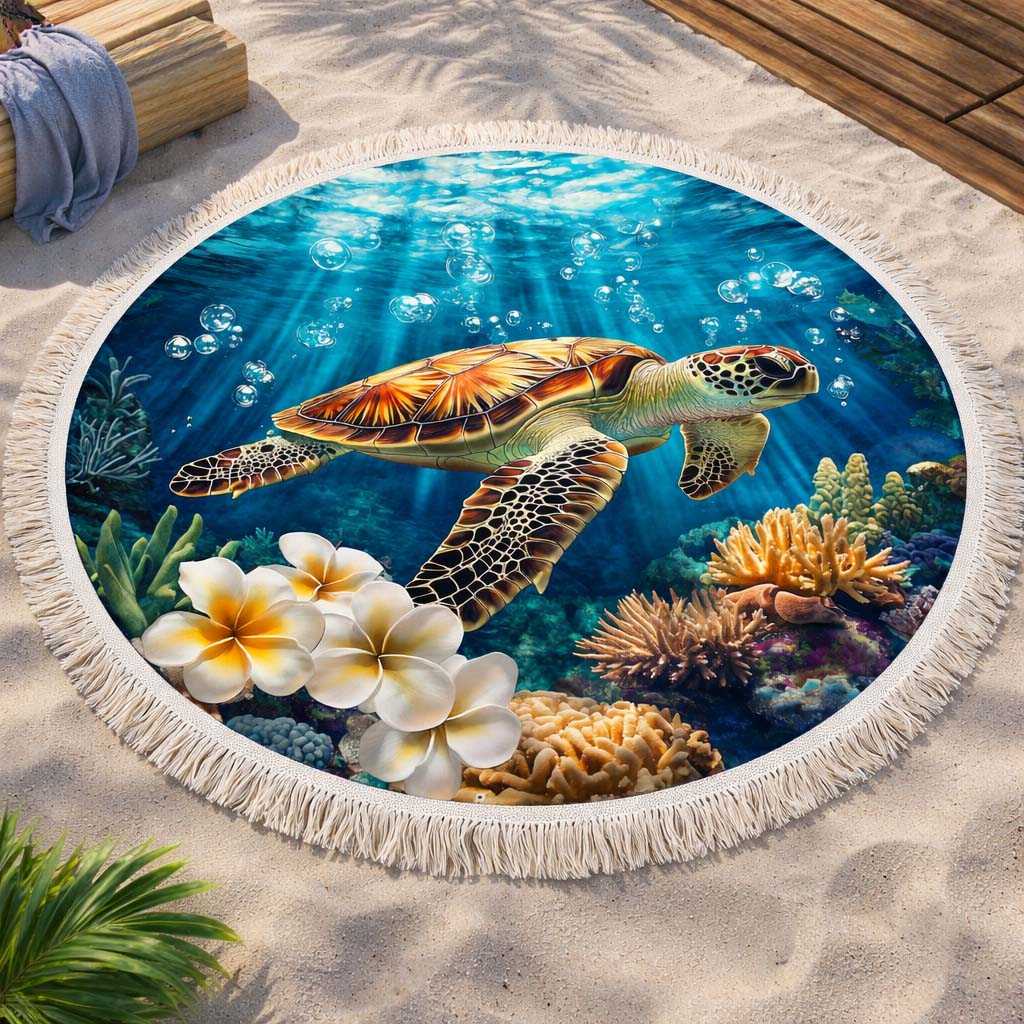 Ronde Turtle Beach Handdoek