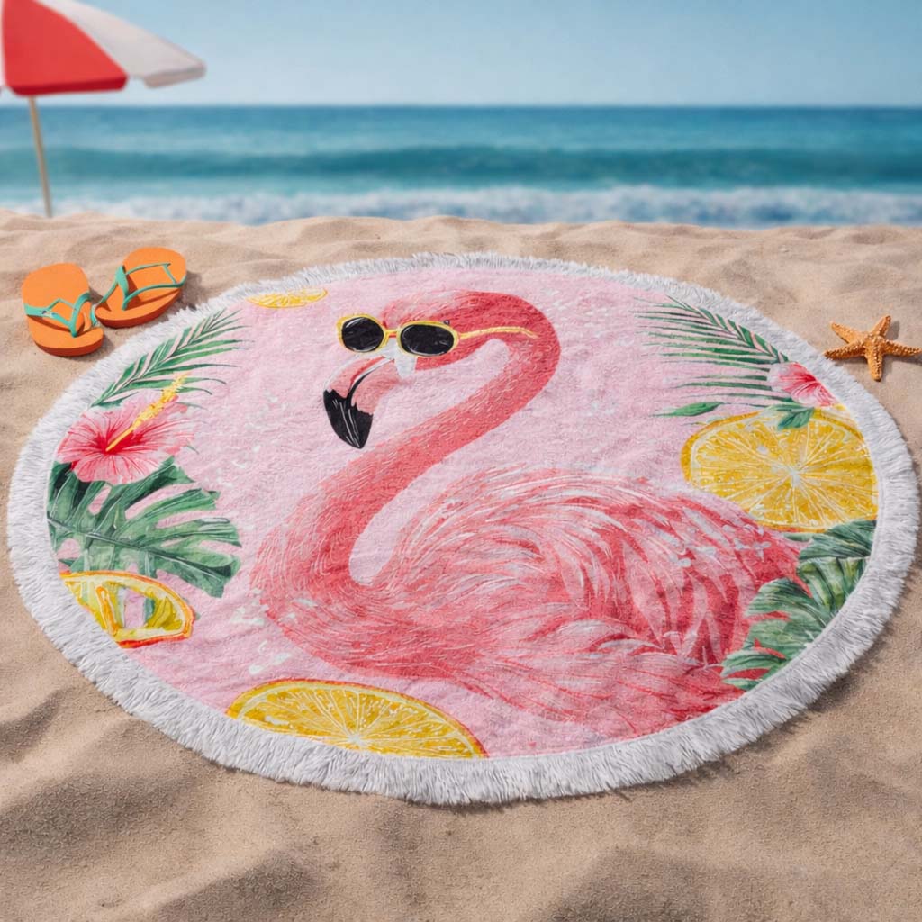 Ronde Roze Strandhanddoek