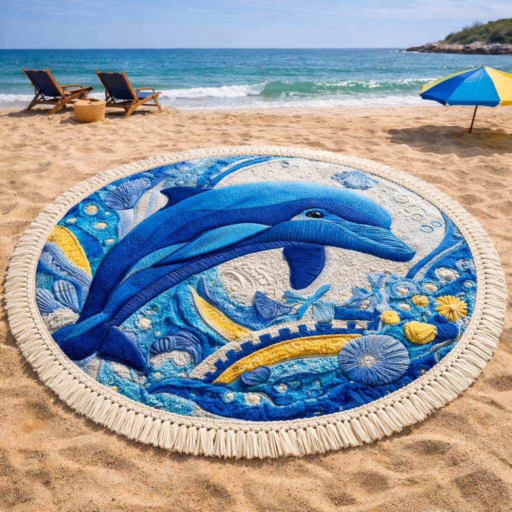 Ronde Strandhanddoek Diepblauw