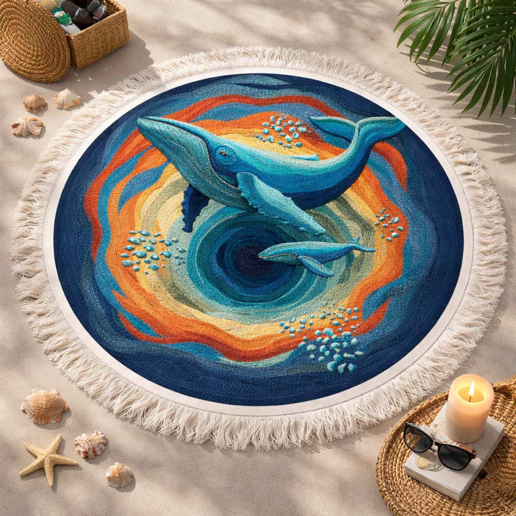 Ronde Strandhanddoek Vortex Walvis