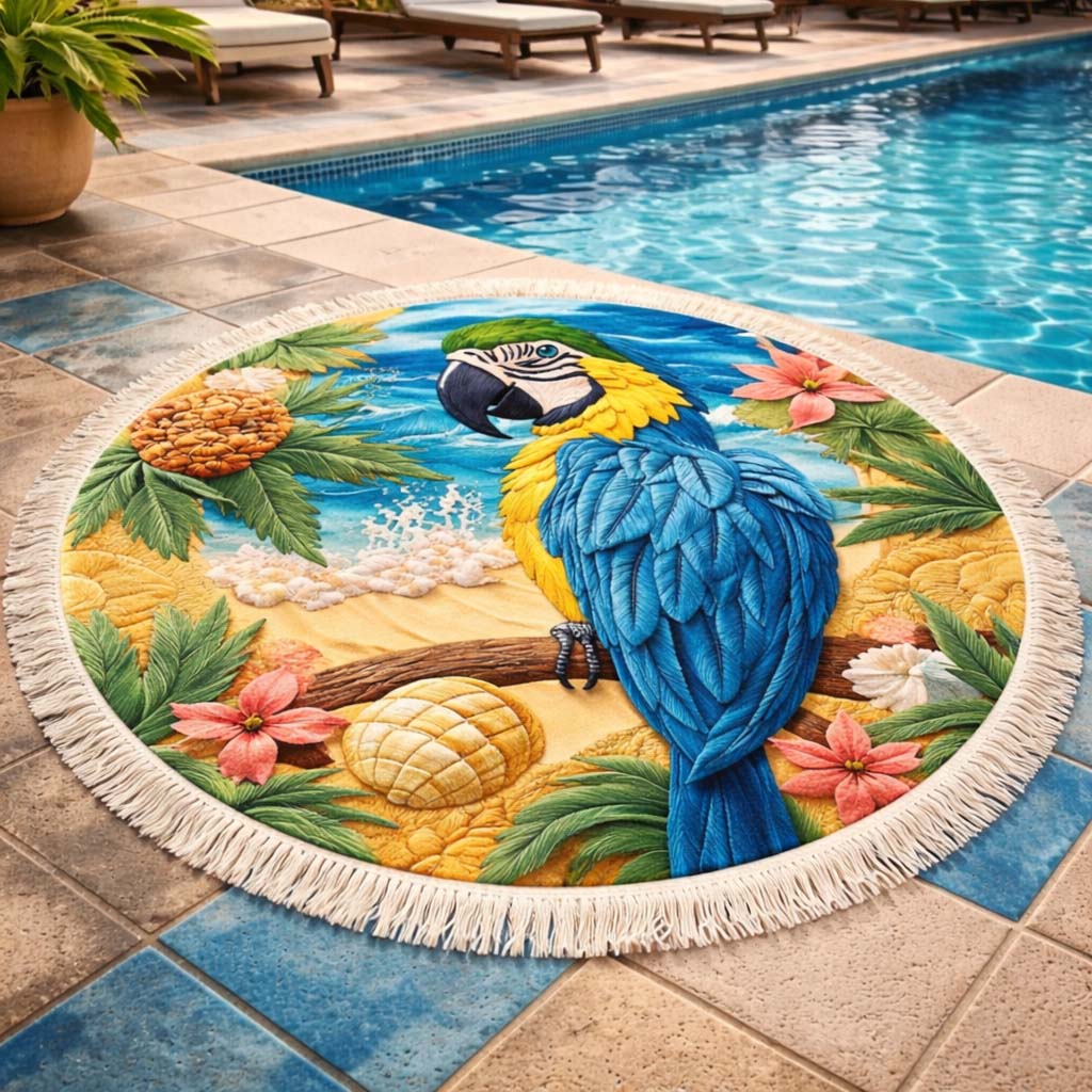Ronde Strandhanddoek Blauw Lagune