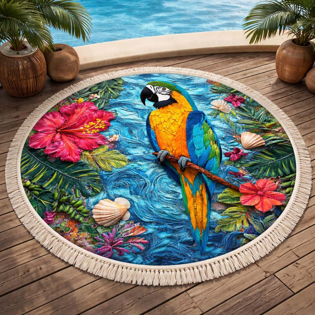 Ronde Strandhanddoek Eiland Bloem