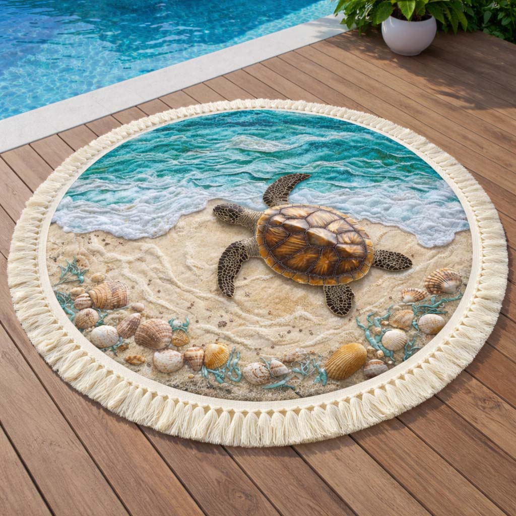 Ronde Schildpad Zand Strandhanddoek