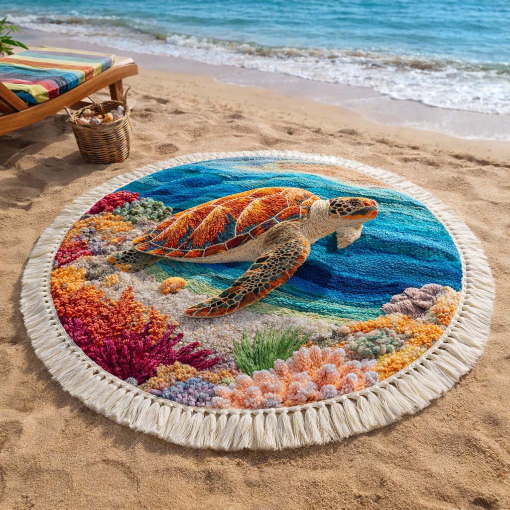 Koraal Drift Ronde Strandhanddoek