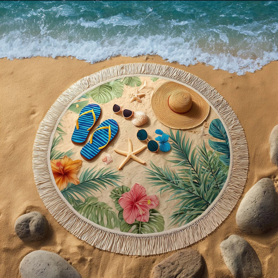 Ronde Strandhanddoek Tropische Vibes