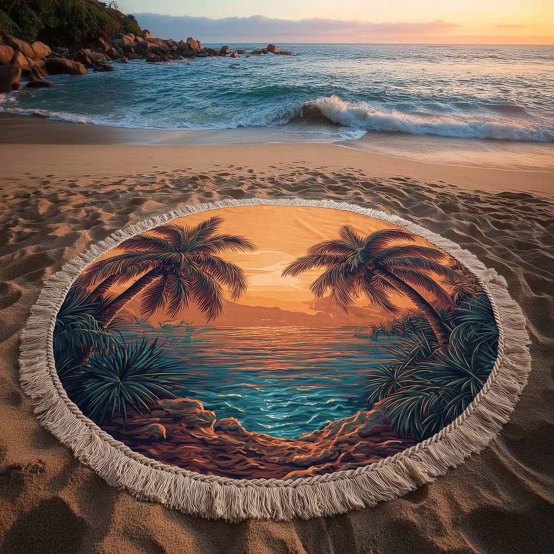 Ronde Strandhanddoek Tropische Vibes