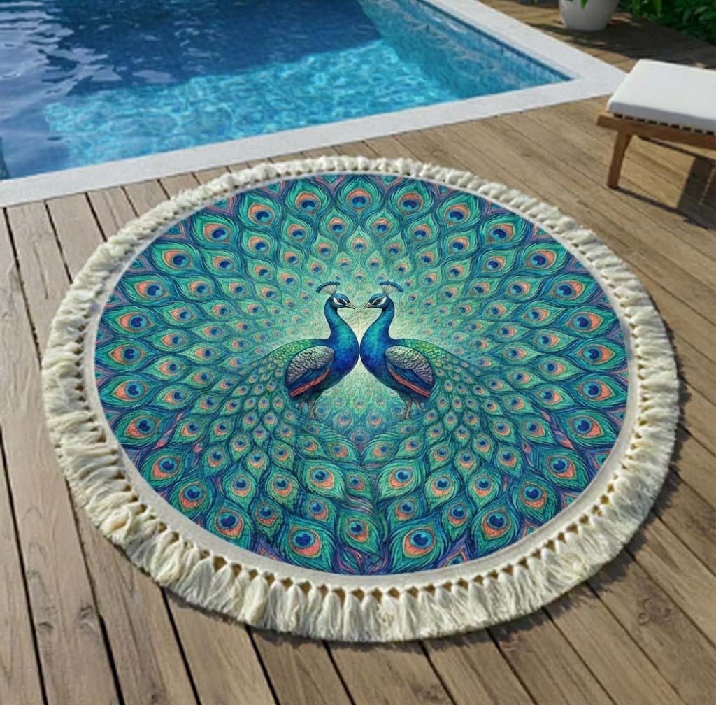 Ronde Pauw Strandhanddoek